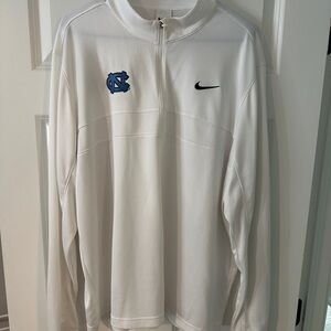 UNC Nike White and Blue Quarter-Zip Pullover